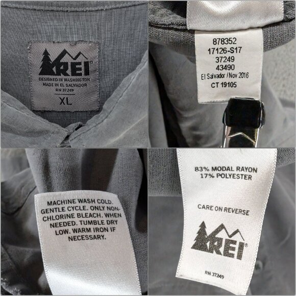 REI Modal Blend Shirt Mens Grey Short Sleeve Button Down Size XL - Picture 4 of 8